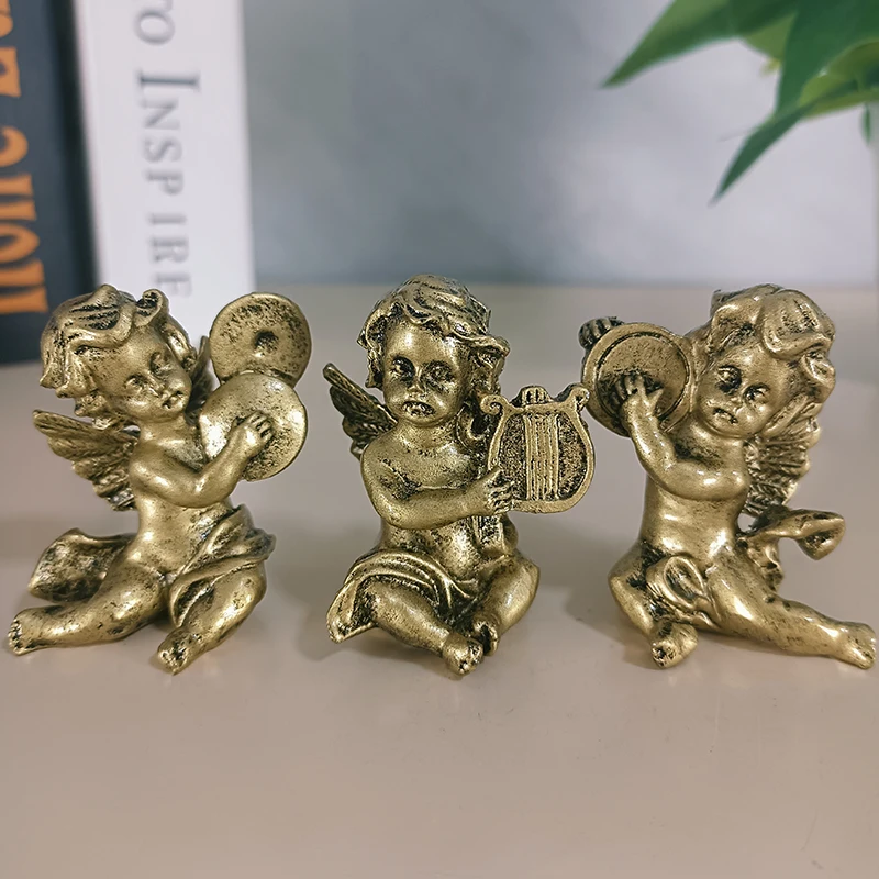 Elegant Gold Resin Fairy Angel Figurine - Charming Music-Themed Statue for Home and Wedding Décor