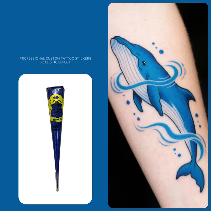 Vernice per il corpo del tatuaggio Colore scuro Pasta per tatuaggi all'henné Vernice per body art Coni all'henné indiani impermeabili per tatuaggi temporanei di design all'henné - immagine 2