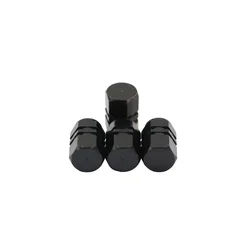 Aluminum Alloy Hexagon Tire Valve Stem Caps - Set of 4 (Black)