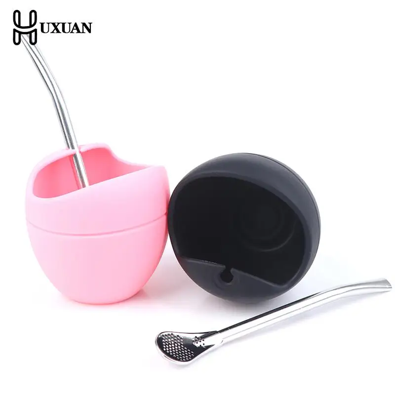 5oz Silicone Bombillas Yerba Mate Cup Set Tea Cup Yerba Bombilla Straw tea cup yerba mate cup