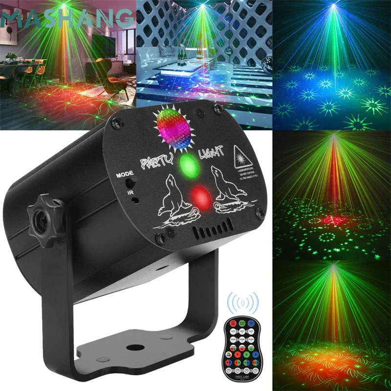 

66 Patterns RGB Disco Lights DJ Led Laser Stage Projector Disco UV Strobe Lighting Effect Lamp for Party Holiday Dance Floor