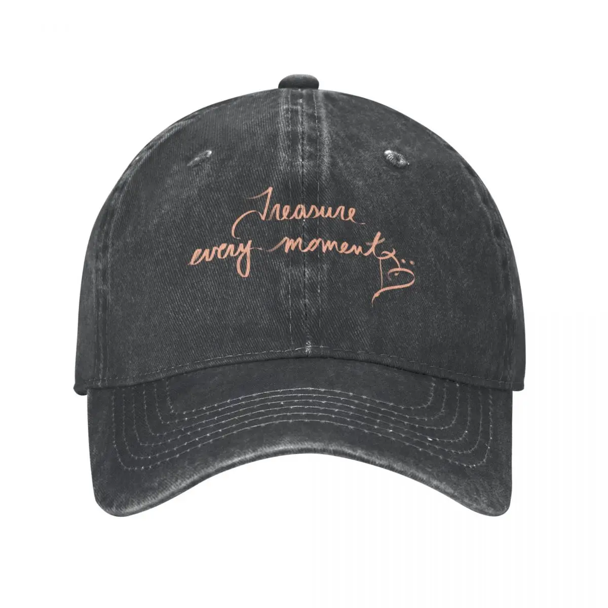 

Treasure Every Moment (peach ribbon - uterine/endometrial cancer awareness) Cowboy Hat fishing hat Men Cap Women'S