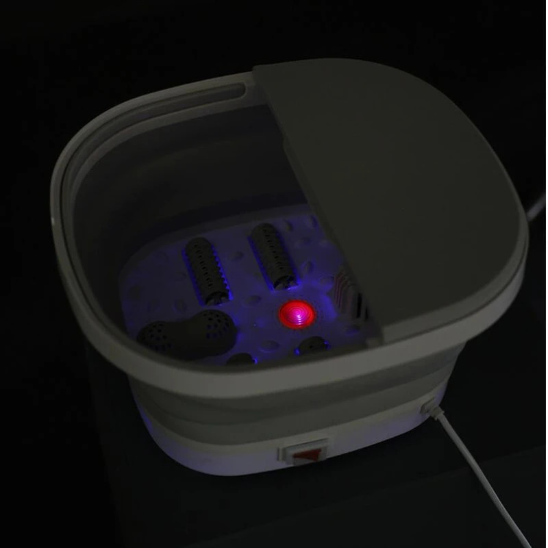 Portable Foot Spa Machine with Anti-Dry Burning Red Light Bubble Surf Therapy Foldable Foot Bath for Home Relaxation