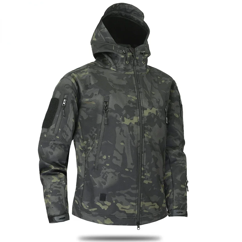Hiking Jackets Autumn Men's Camouflage Fleece Jacket Tactical Clothing 2024 Male Camouflage Windbreakers 2