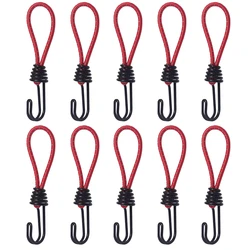 10-Pack Versatile Outdoor Tent Elastic Rope Hooks for Camping and Canopy Fixing (Red)