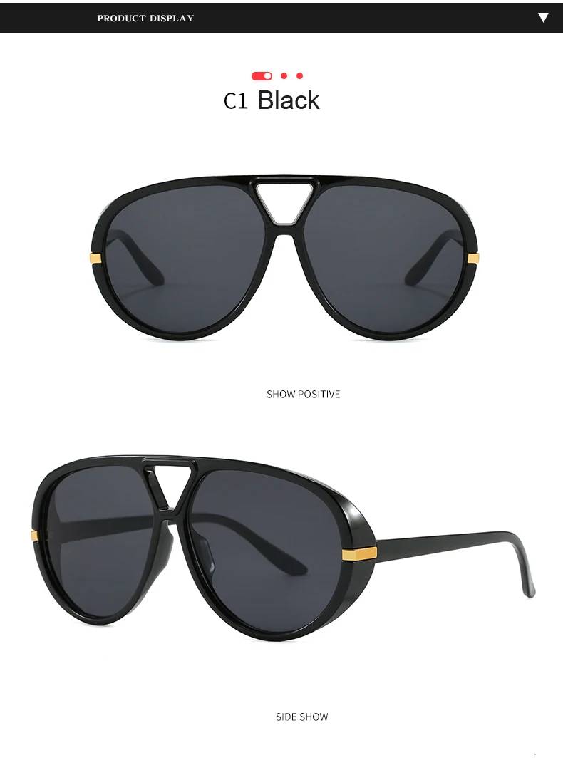Wandern 2 stücke Übergroßen Pilot Oval Rahmen Anti Licht Gläser Frauen Punk Stil Vintage Doppel Strahl Shades Für Dame Outdoor brillen – Detail 5