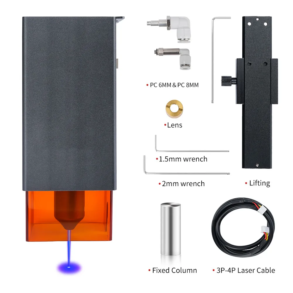 CRTOL 130W Laser Module 4 Diode Laser Head with Air Assist Engraving and Cutting Metal Arcylic Wood Cutter Engraver