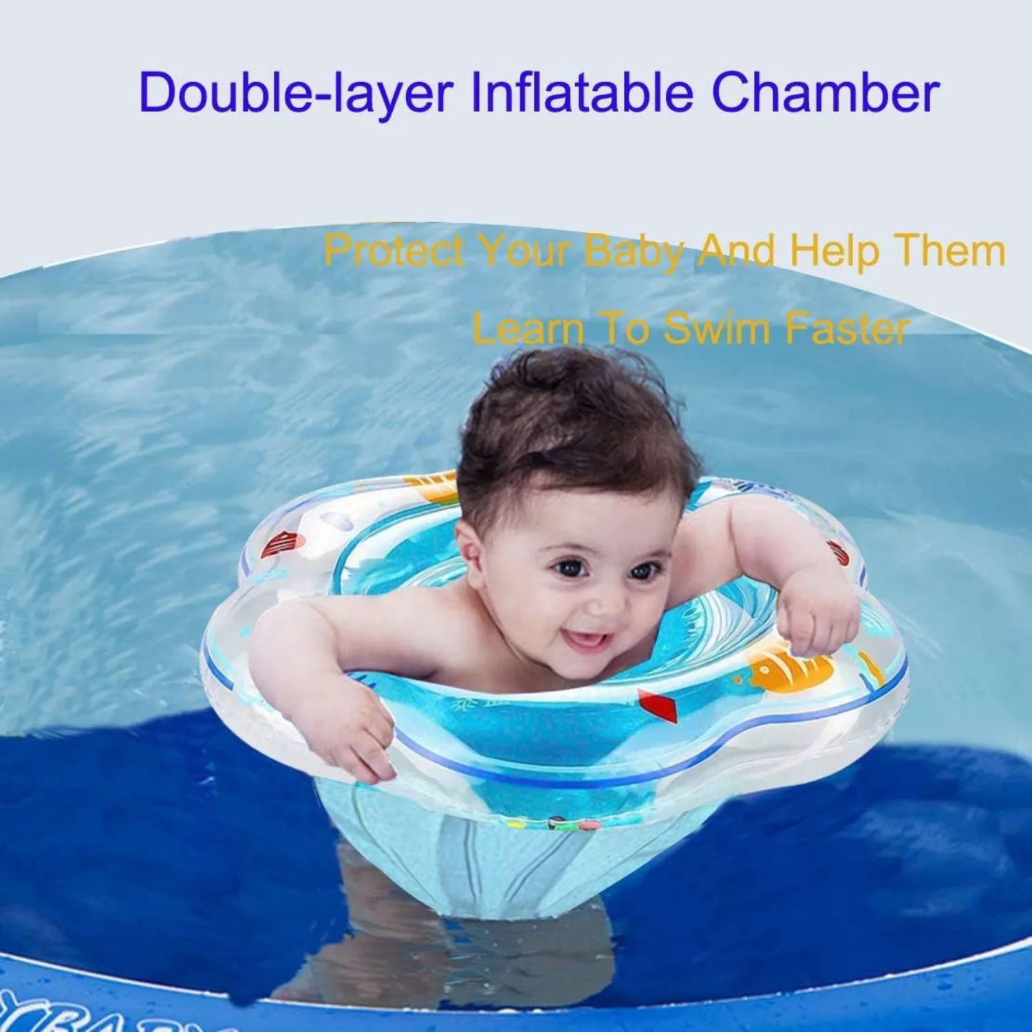 Baby Swimming Lifebuoy Baby Swimming Bath Training Environmental Safety Double Airbag Blue Ring
