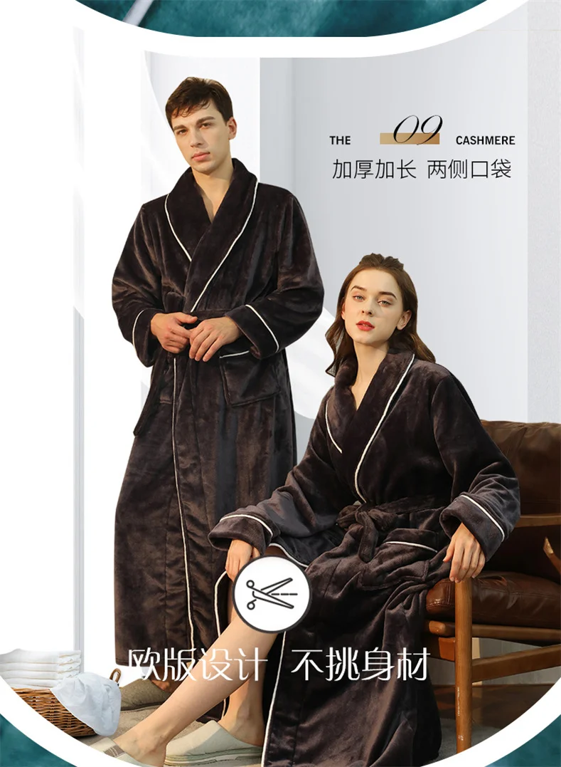 Plush Flannel Bathrobe for Women Long, Warm, Winter Night Robe 63
