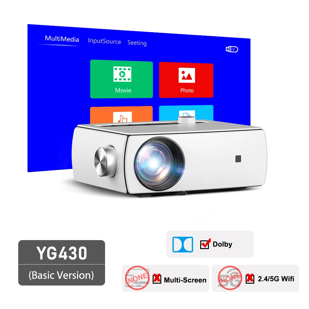 AAO YG430 Mini Projector Native 1920 x 1080P Support Bluetooth YG431 5G WiFi LED Proyector Home Theater Smart Video Beamer Game 