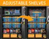 Upgraded high and wide metal storage cabinet with doors and 4 adjustable shelves, equipped with wheels and nail boards 5