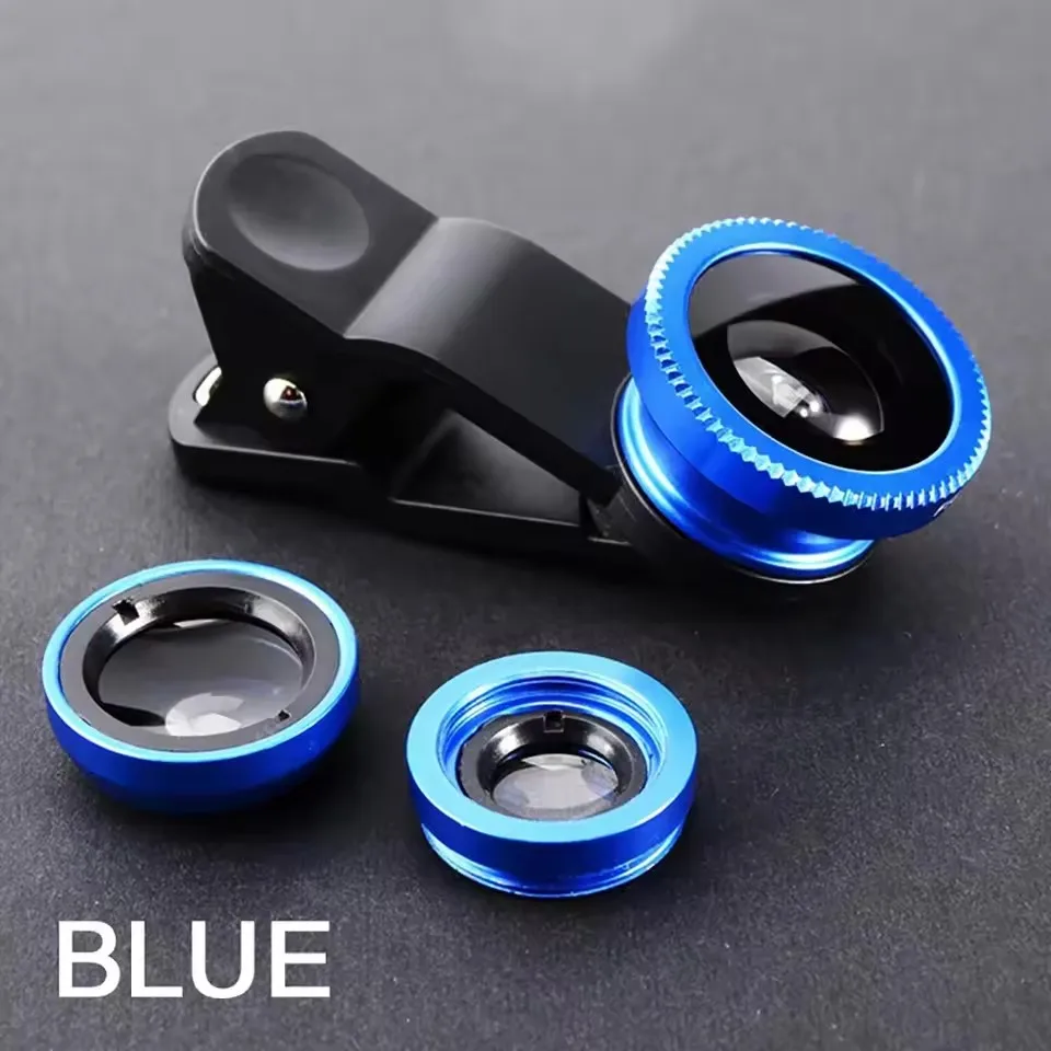 Universal 3-in-1 Fisheye, Wide Angle, and Macro Camera Lens Kit with Clip Attachment