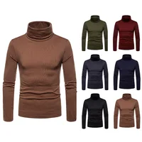 Turtleneck Pullovers Sweaters Men 2020 Autumn Winter Solid Color Long Sleeve Knitting Sweater Thickening Men's Bottoming Shirt 2