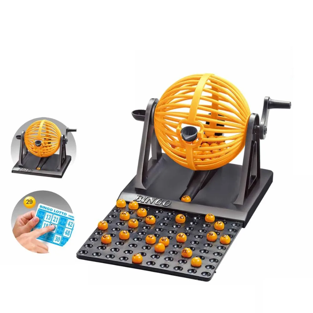 ABS Bingo Lotto Game Set Interactive Revolving Machine Board Game Rotary Cage Bingo Cage Home