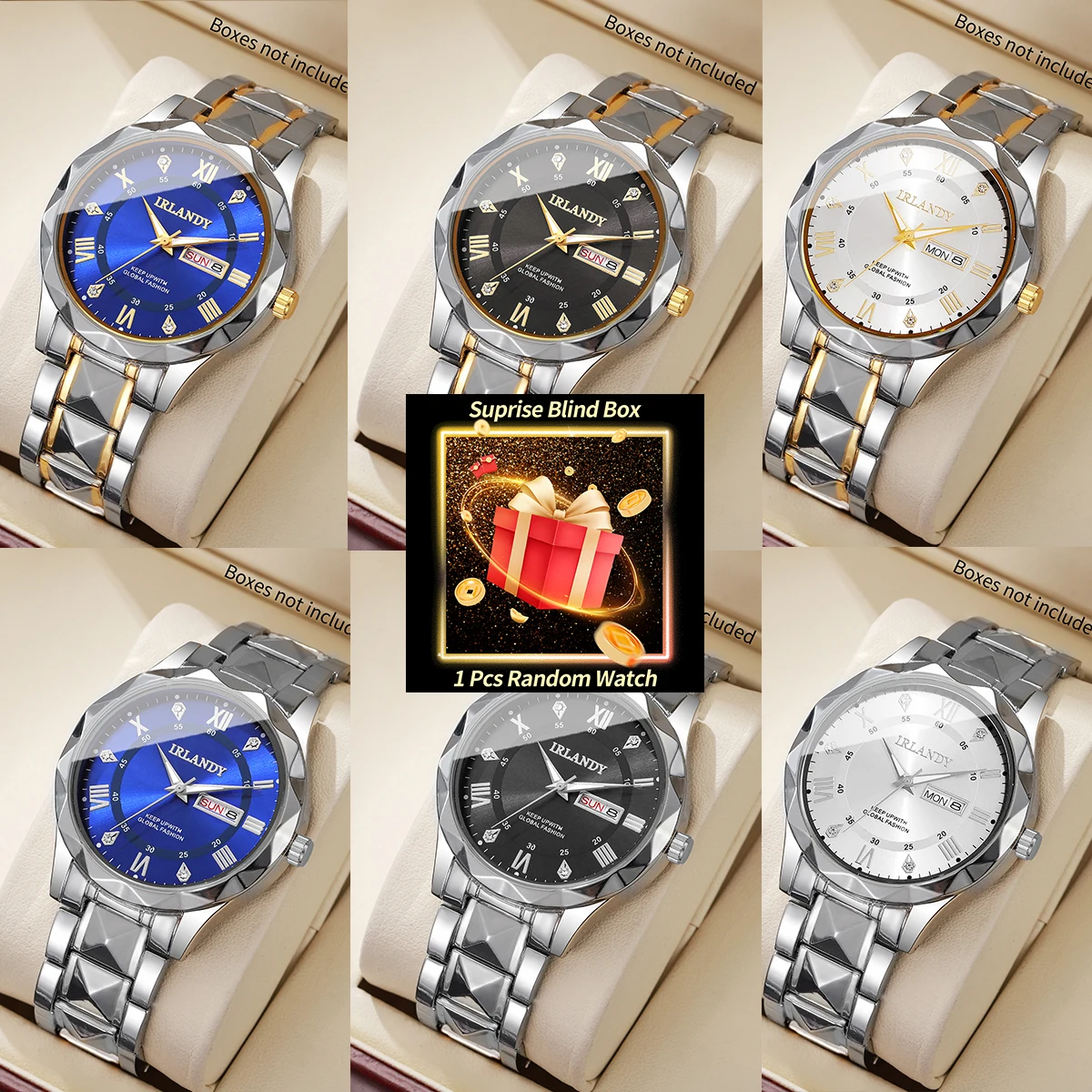 1PC Surprise Mystery Watch Blind Box-Luxury Men Business Watches Fashion Stainl…
