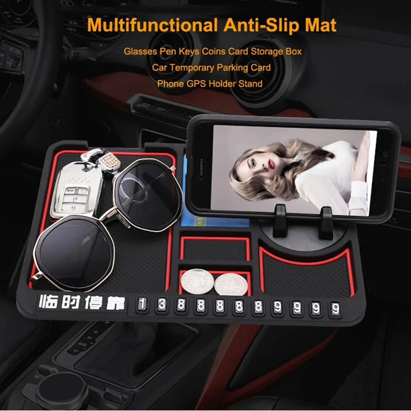 Carro de silicone anti-derrapante esteira do telefone auto titular pegajoso anti slide traรงo telefone montar nรบmero de estacionamento cartรฃo de