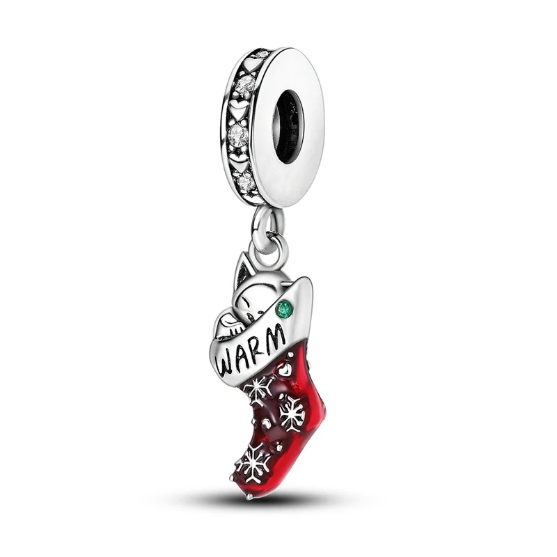 Charms aus 925er Silber, goldener Weihnachtsmann, Lebkuchen-Anhänger, Perlen, passend für Original-Armbänder, Halsketten, Rentier, Schneemann, Damenschmuck, DIY – Detail 37