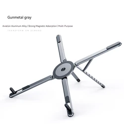 Sleek Alloy Magnetic Rotating & Folding Stand, Versatile Portable Holder (GRAY)