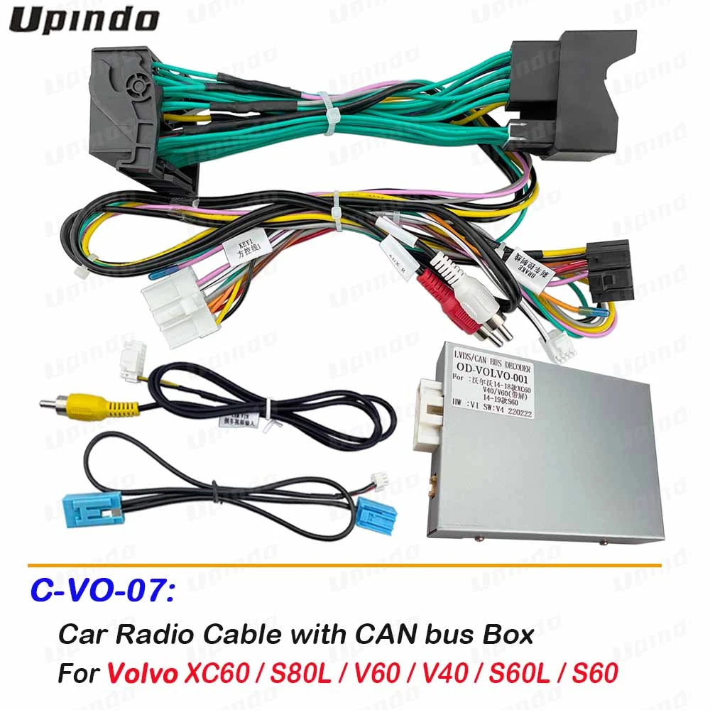 Car Radio Cable CAN Bus Adapter Wiring Harness Power Connector for Volvo XC60 S80L V60 V40 S60L