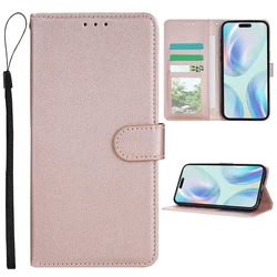 Classic Style Leather Wallet Case with Card Slots and Magnetic Flip - Shockproof Card Holder Bag - iPhone 17 e (Rose gold)