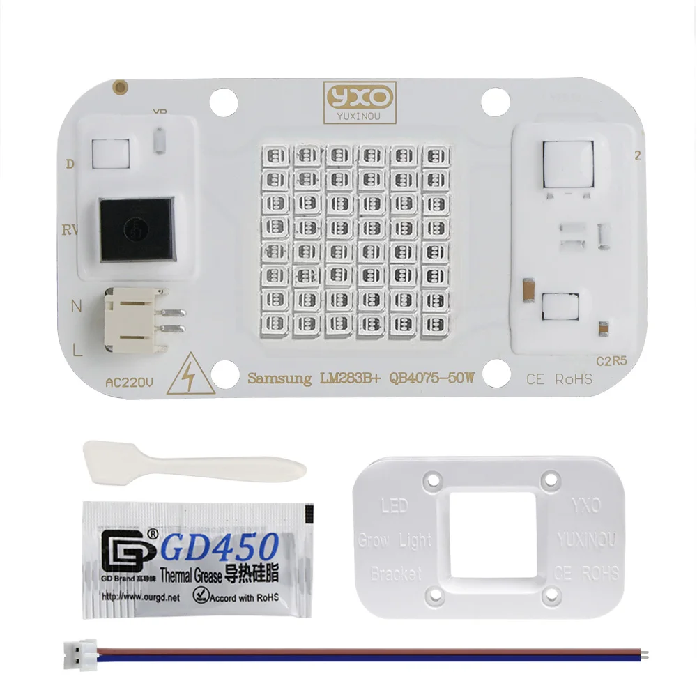 LED Grow Light Hydroponice LED COB Lamp Bead Driverless AC 220V 50W DOB Chip For DIY Plant Grow Seed Flower Light Bulb