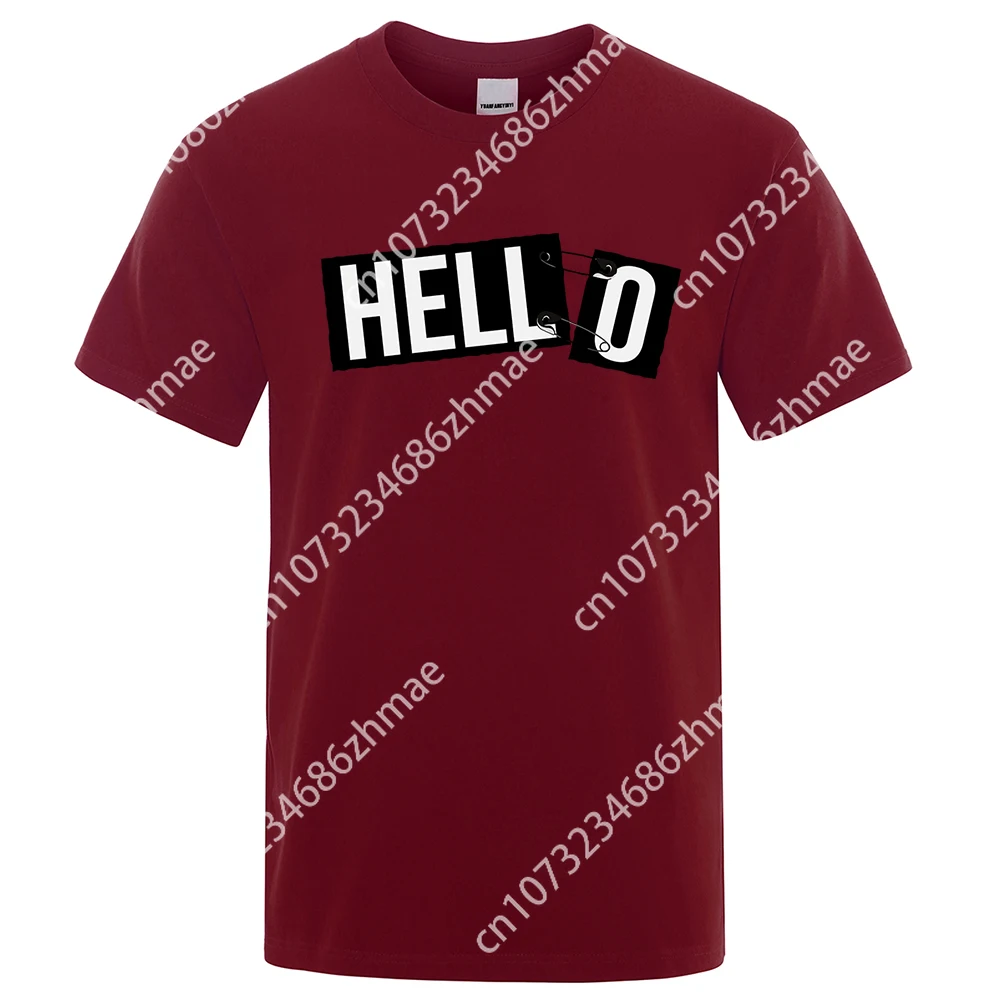 

Letters "Hell" Connected "O" So It'S Hello Mens T-Shirt Cotton Loose Tee Clothing Fashion Sweat Clothes Crewneck Summer Tops