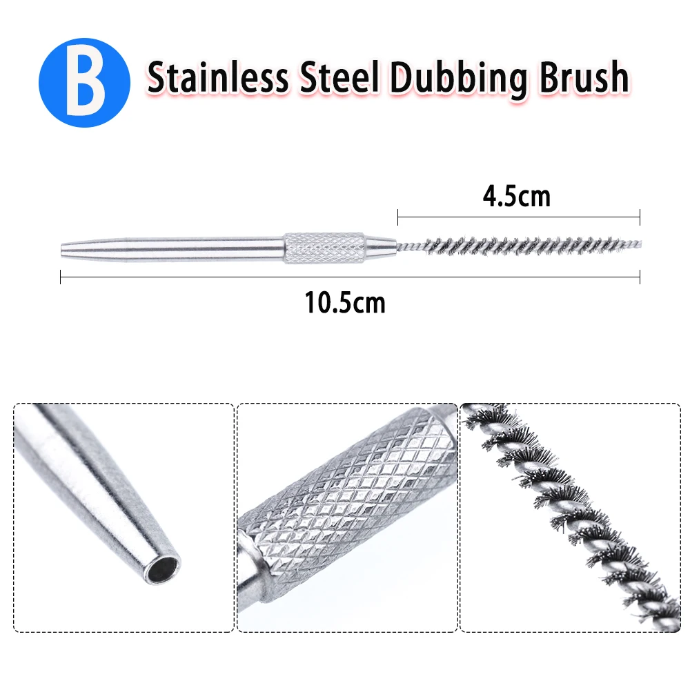 Fishing Tools 1PCS 2 In 1 Fly Tying Tool Foldable Stainless Steel Teeth Comb & Nylon Dub Brush Tease Out Feather Fiber