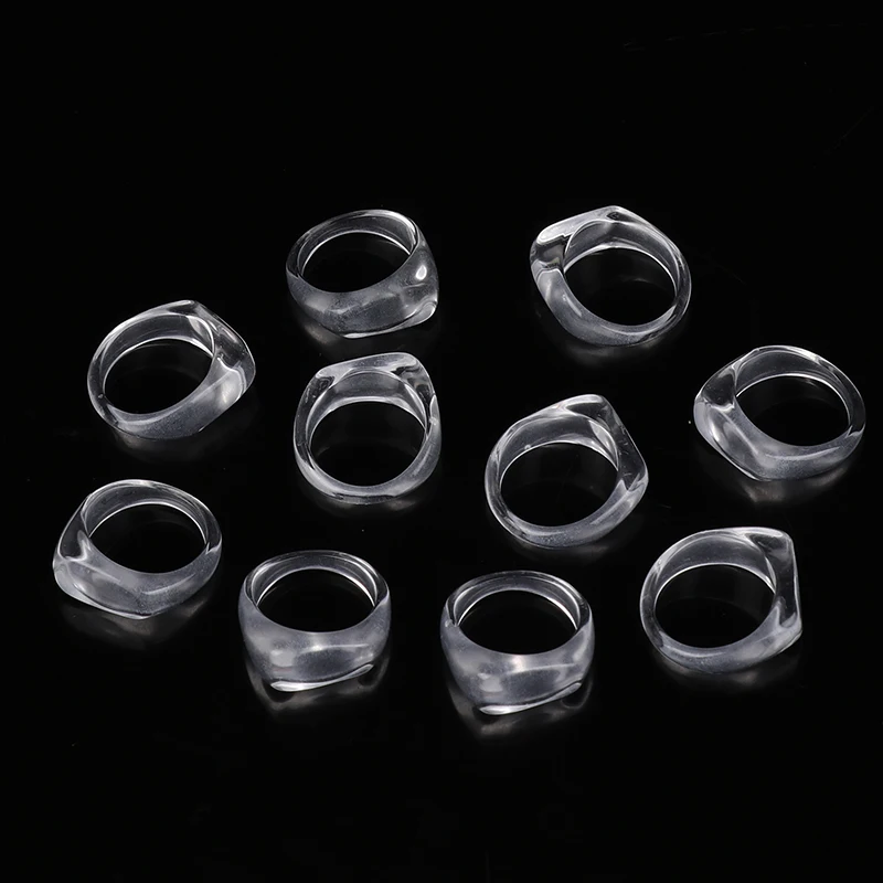 

Ins Transparent Resin Geometric Ring for Women Girls Acrylic Round Finger Ring Trendy Jewelry Accessories