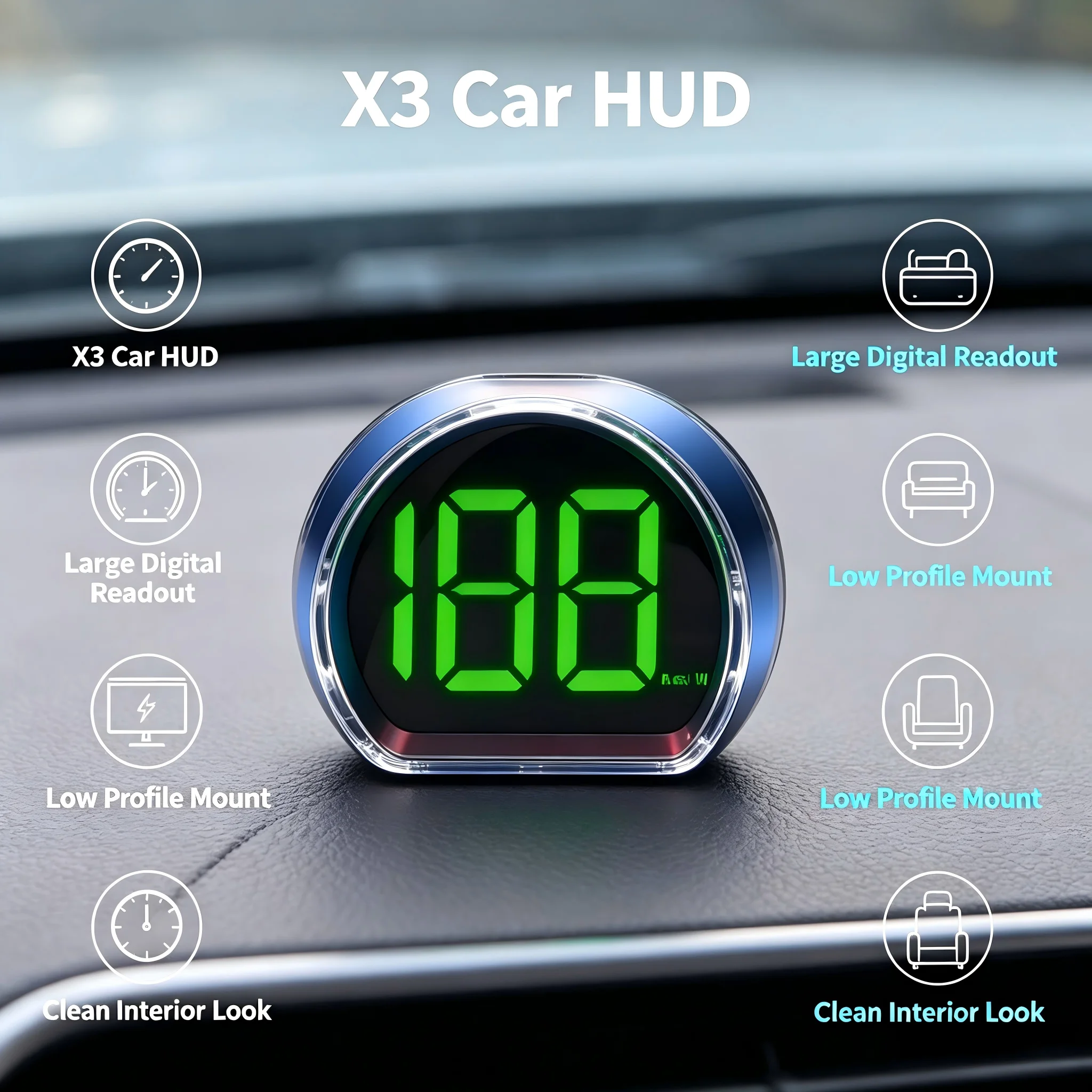 Pantalla Head-up para coche, modelo simple, velocímetro satelital universal Beidou/GPS con pantalla Head-up de alta definición y sencilla 1
