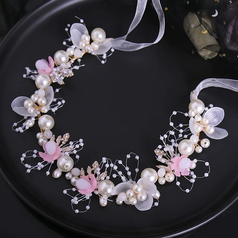 Forest Children's Crown Wreath Princess Pearl Hair Band Girls Headdress