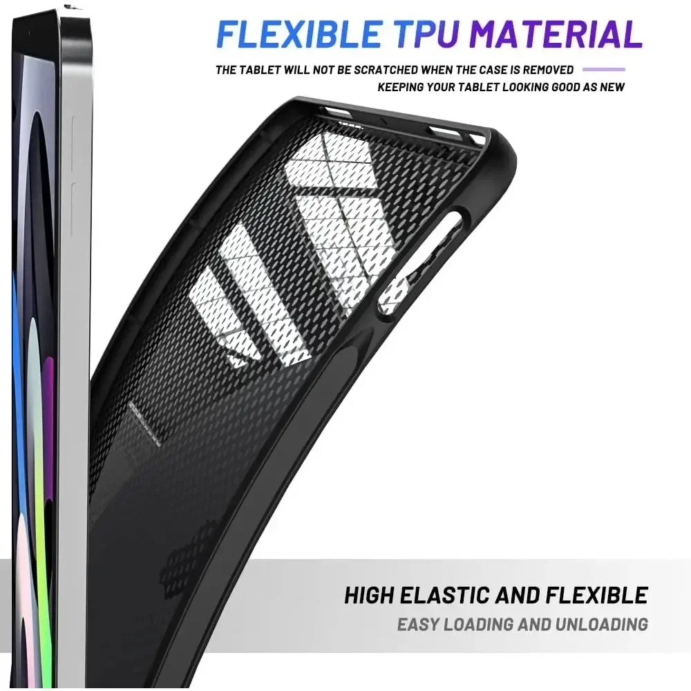 Flexible Black Silicone Tablet Case - Soft TPU Shell Back Cover