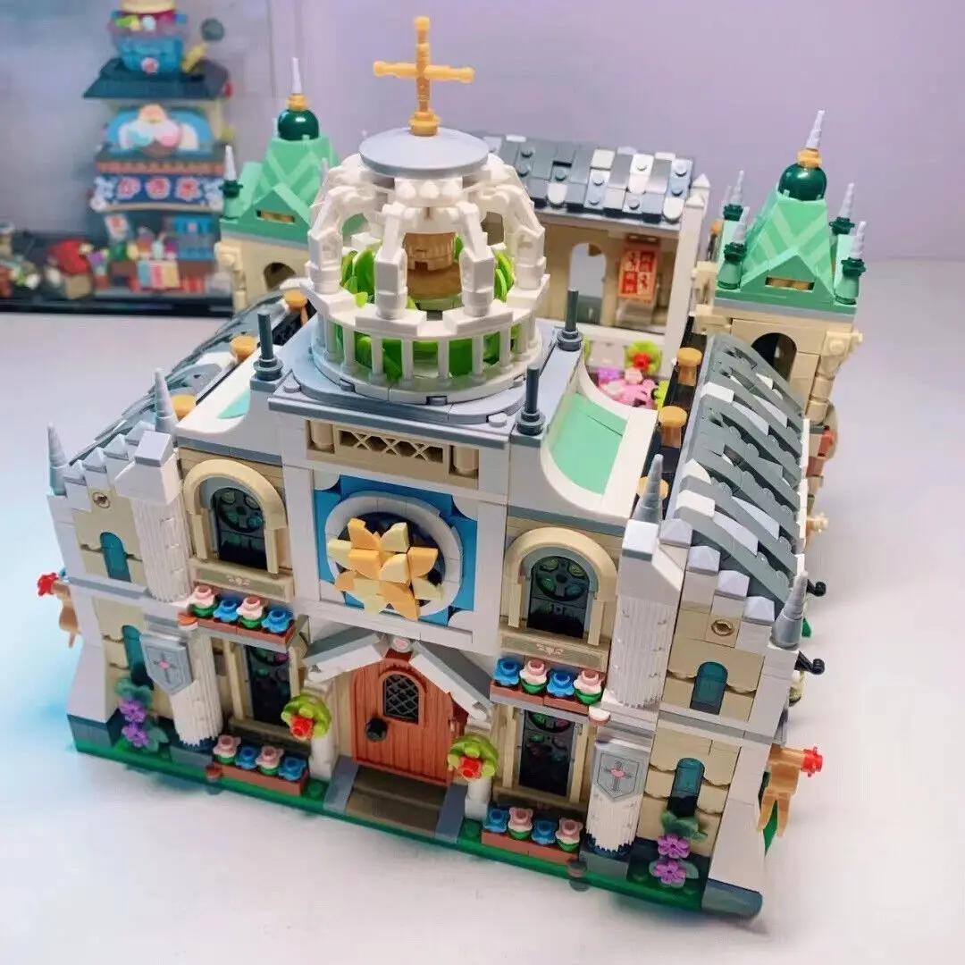 1035 LOZ 미니 블록 빌딩 장난감, 연인 선물, 성인 DIY 벽돌 퍼즐, 웨딩 채플 홈 장식