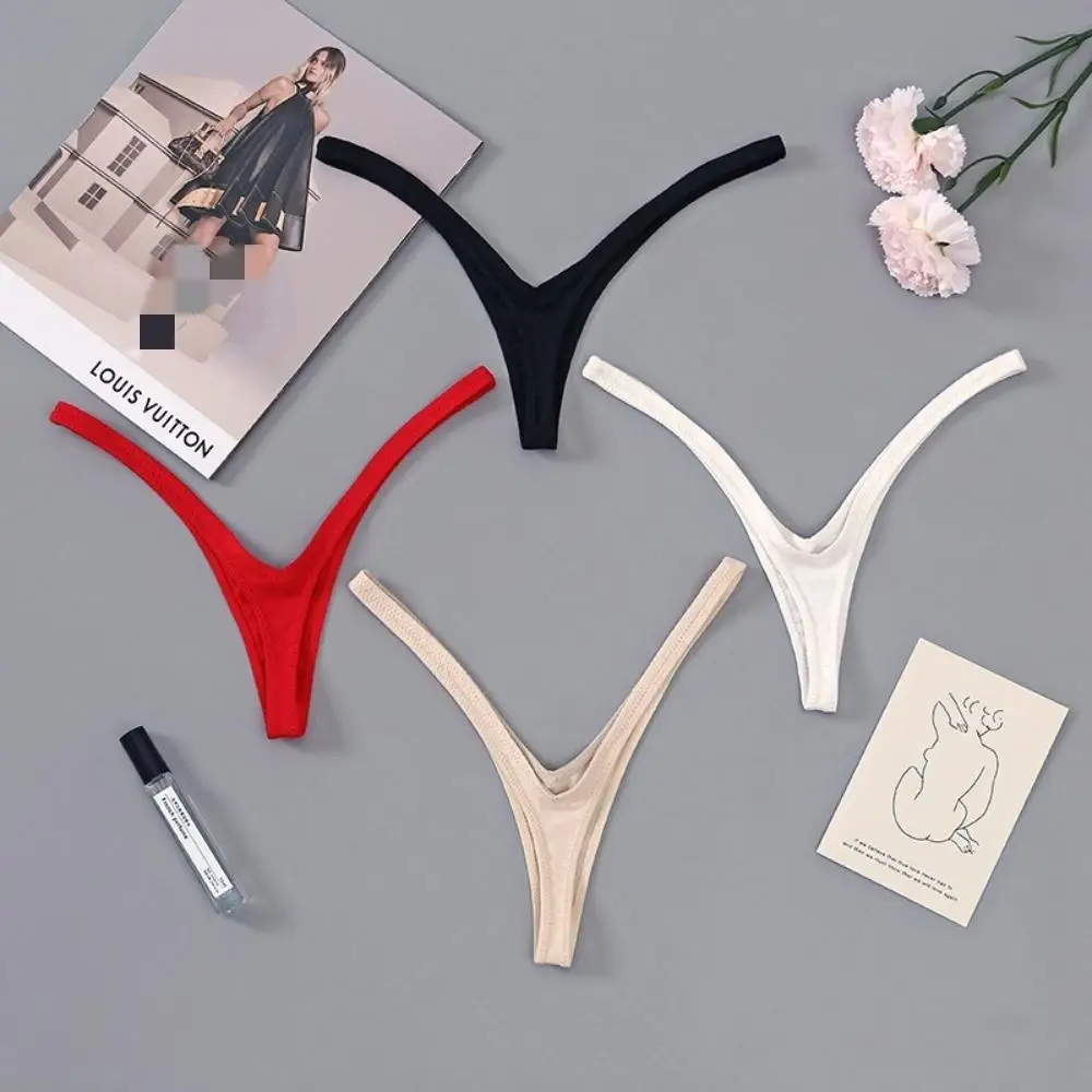Innovative Deep V Look Thong Panties Cotton Equipped with A Sophisticated Women Briefs Comfortable Solid Color Low Waist Bikini