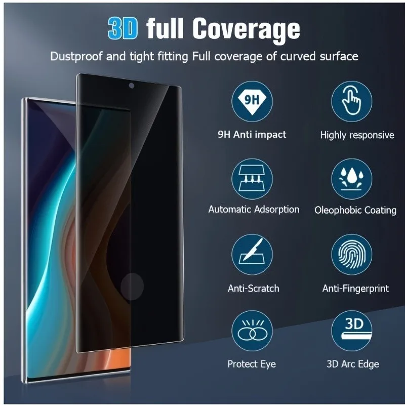 Proteggi schermo per telefono cellulare Privacy 2 pezzi per Samsung Galaxy S25 S24 Ultra S23 S22 S21 Plus FE Protezione anti-impronte - immagine 2