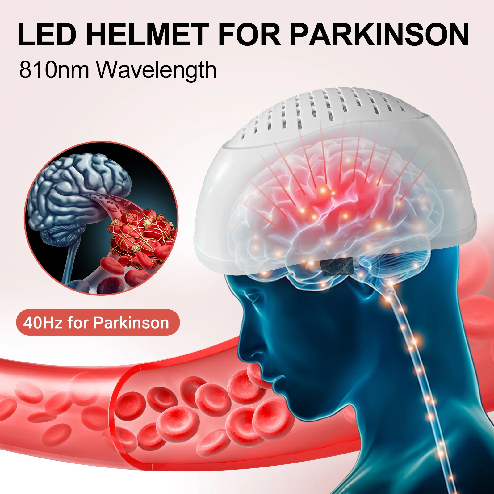 ZJZK 810nm Infrared LED Helmet Brain Photobiomodulation Light Therapy Device for Parkinson Stroke Depression Autism Treatment infrared led brain parkinson therapy 810nm red light wearable helmet