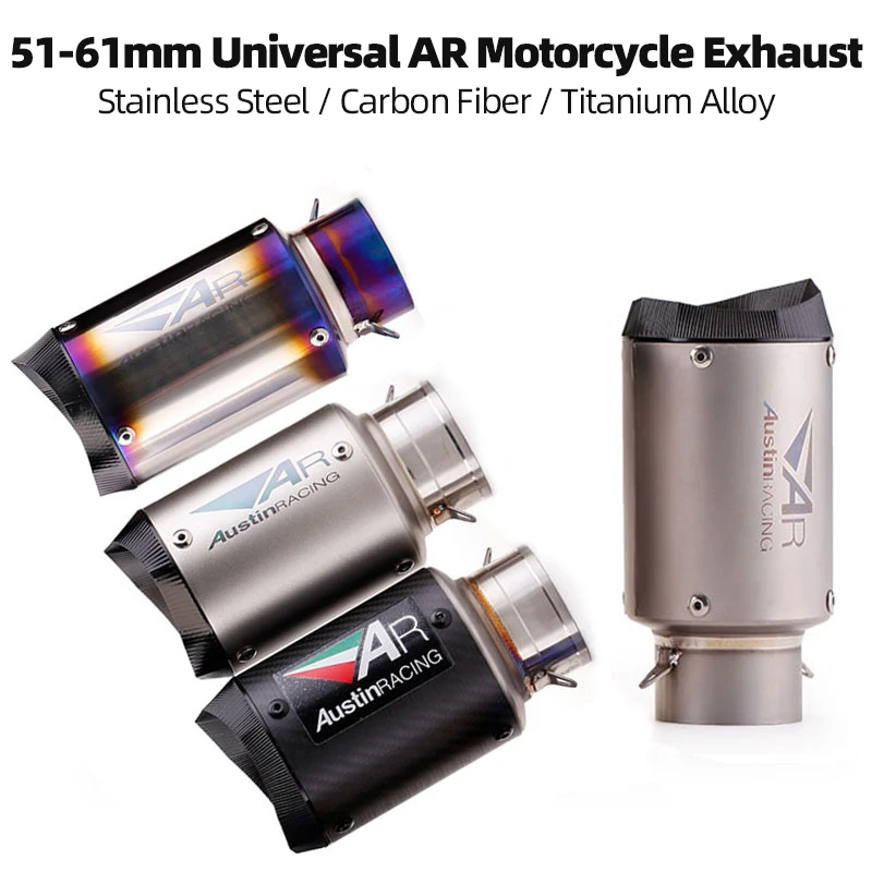 

51-60mm Universal AR Carbon Fiber Motorcycle Exhaust Muffler Pipe Titanium Alloy Motorcycle Racing Exhaust Pipe Accessories