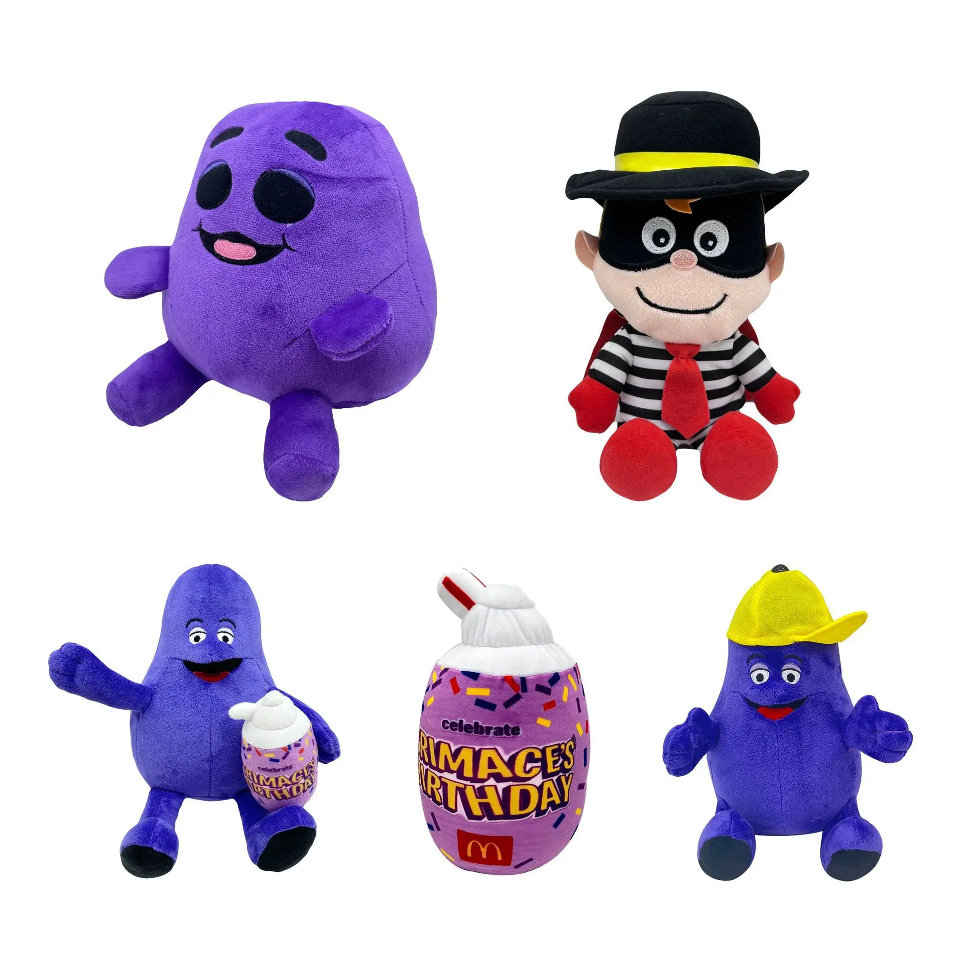 

McDonalds GRIMACE Yellow Hat Plush Toy Soft Stuffed Plushie Toy Cute Cartoon Doll Room Decor for Kids Christmas Birthday Gift