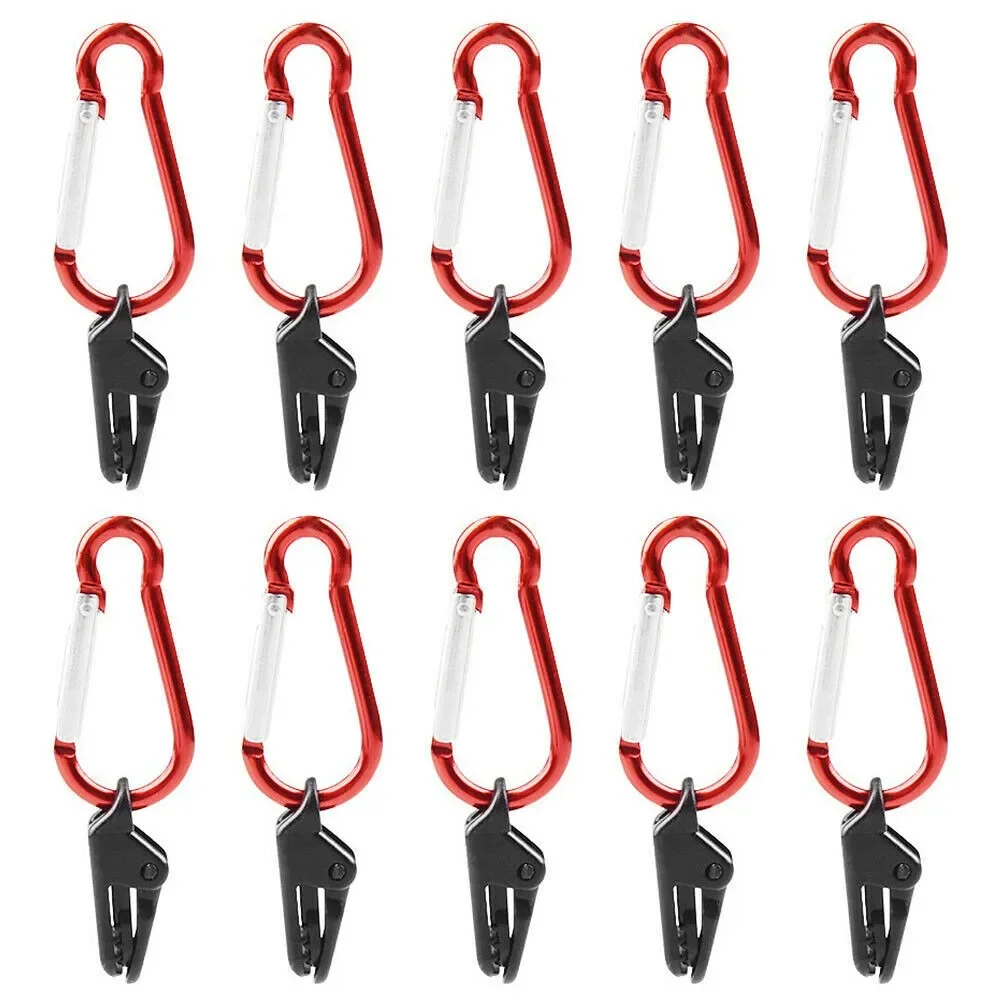 

10pcs Awning Clips Snaps Hangers Camping Tent Tighten Lock Clamp With Carabiner Heavy Duty Buckle Tools Outdoor Accessories