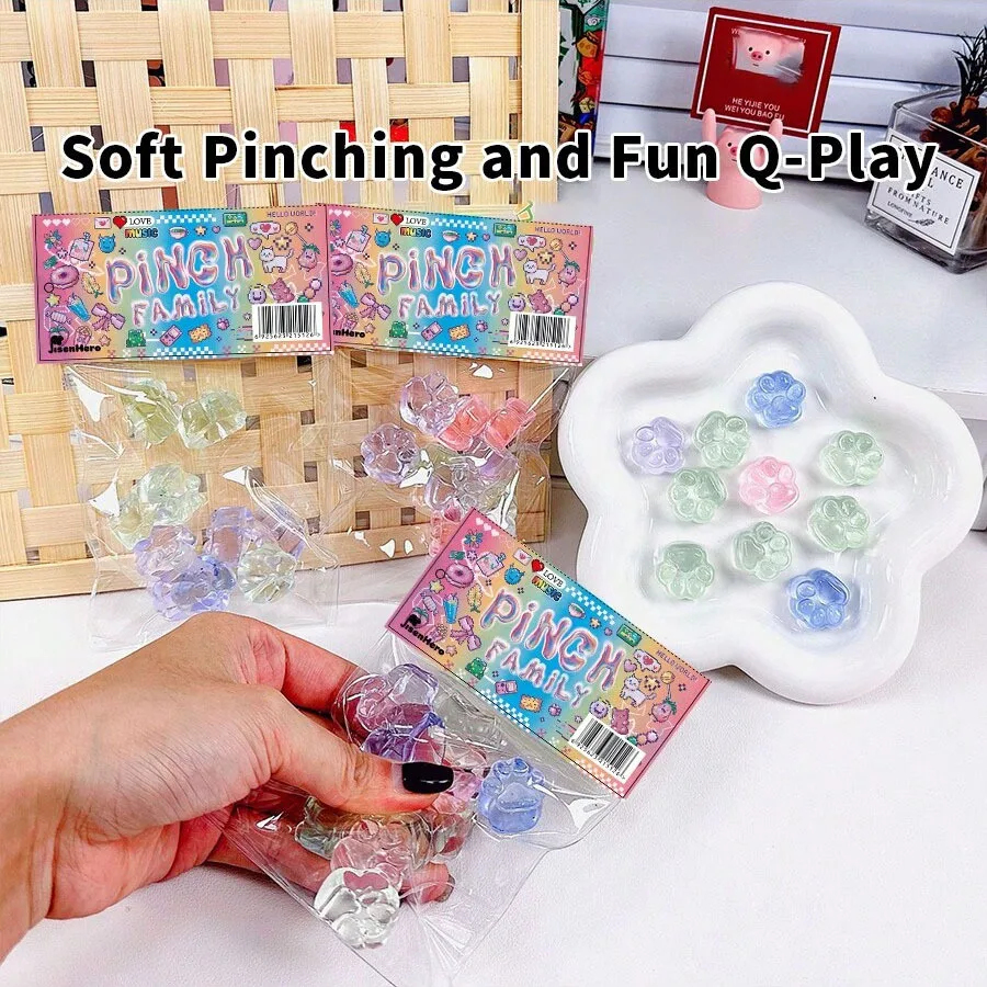 NEW Fidget Toy Mini Squishy Toys Kawaii Plush Cat Paw Pinch Transparent Stress Relief Unique Squeeze Toy 2