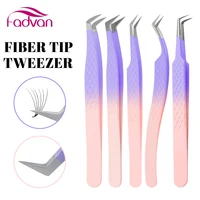 FADVAN Tweezers Gradient Purple Stainless Steel High Precision Anti-Static Tweezers For Eyelash Extensions 1 Pcs 1