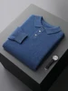 High-end 100% Goat Cashmere Sweater Men's POLO Collar Pullovers Autumn Winter New Long Sleeve Shirt Fashion Knitted Men's Jacket 6