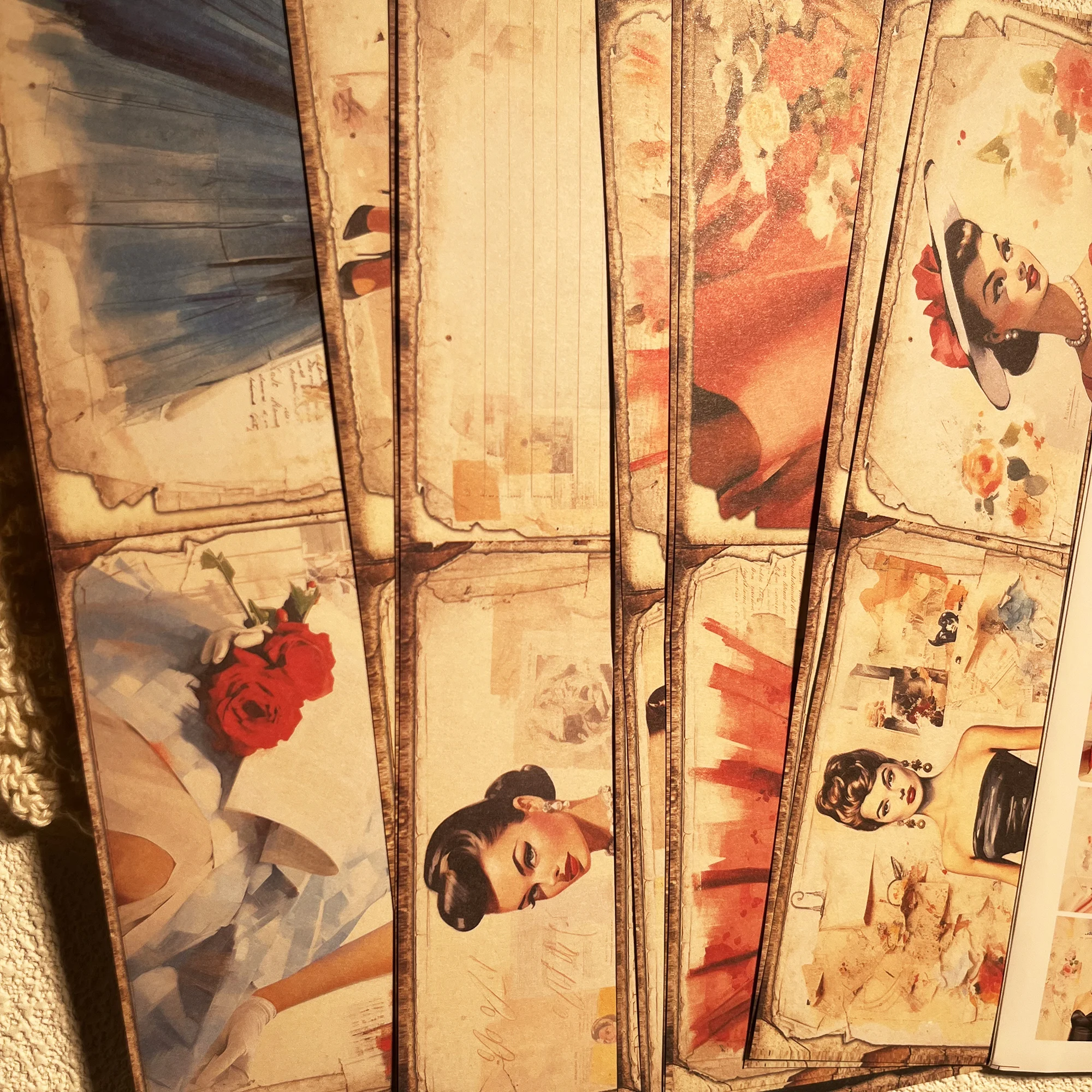 JaiIman 58개(12종이+46스티커) 빈티지 패션 소녀 테마 정크 저널 세트, 미니 선물 포장, 저널 용품에 적합