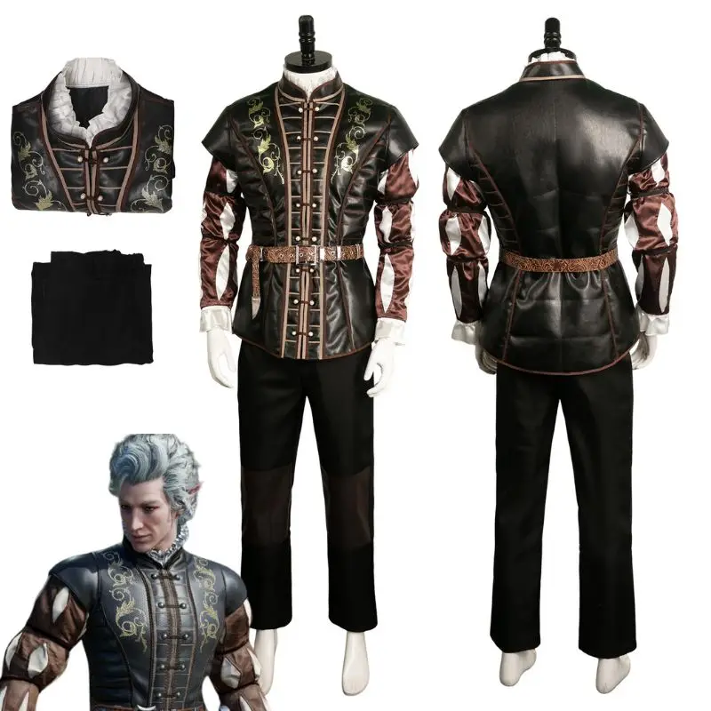 thumbnail image 1 of Disfraz de fantasía de Baldur Cos Gate 3 Astarion para hombre adulto, uniforme, pantalones y camiseta, traje BG3 para Halloween y carnaval, 1 of 5