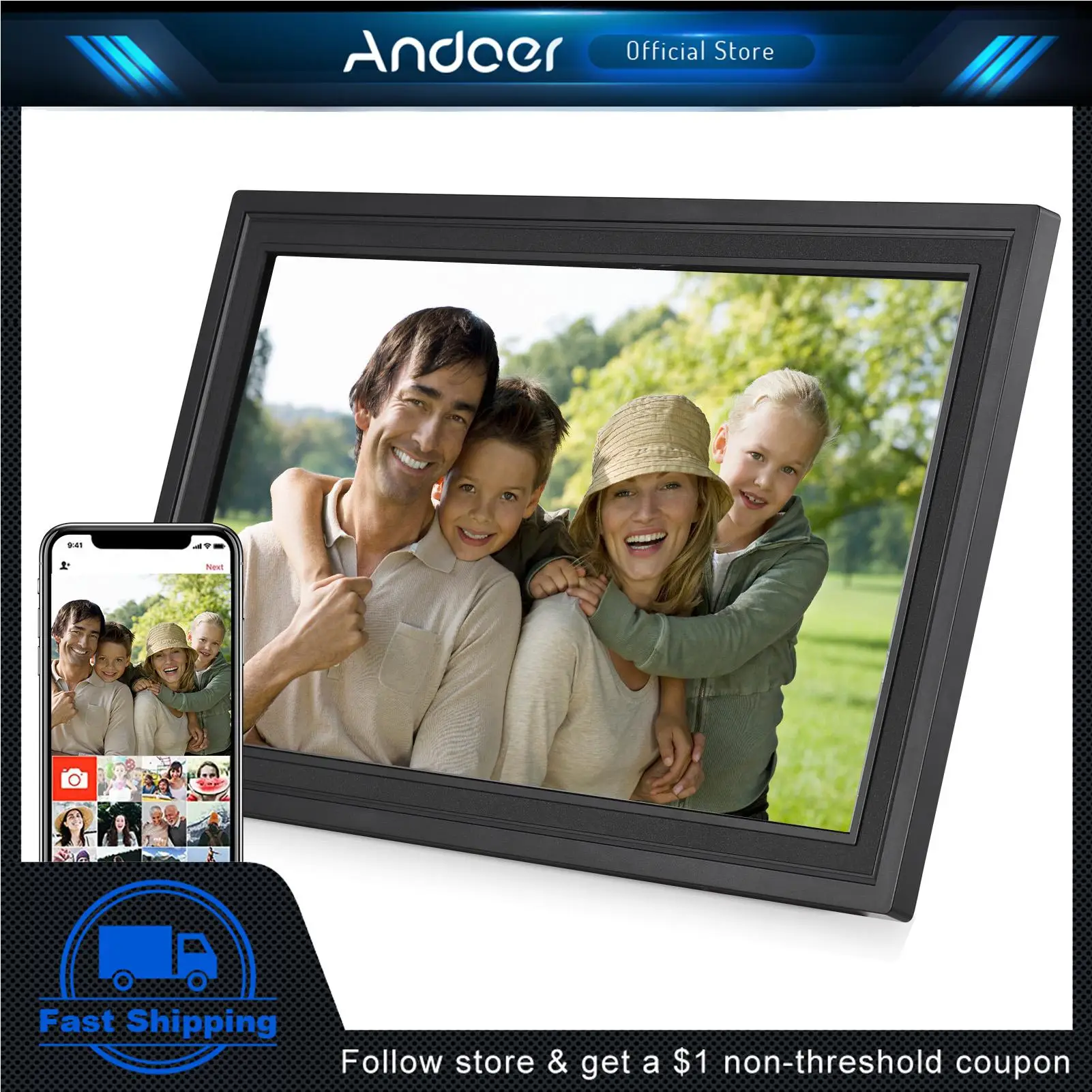AndoerDigitalPhotoFrameNuvemPictureFrameWiFiTFTTouchScreen