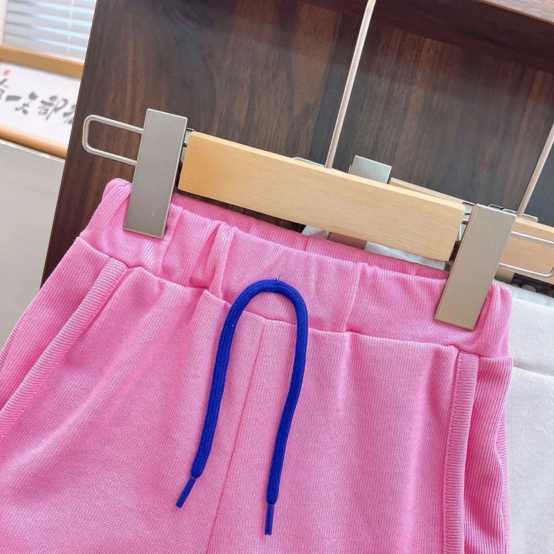 90-140CM 새로운 어린이 스포츠 반바지 패션 캐주얼 느슨한 짧은 바지 소년 소녀 여름 착용 귀여운 느슨한 코튼 비치 의류