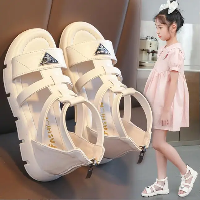 

Girls Sandals 2024 Summer Kids Gladiator Sandals Boots Roma Shoes Narrow Band Princess Shoes For Child Baby Beach Leather Shoes