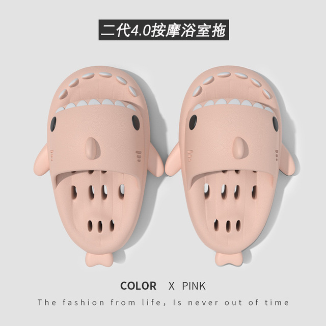 46 47 4cm Thick Sole Bath Shark Slippers Man Women 2022 Summer Antiskid Hollow Out Home Indoor Household Man Slippers