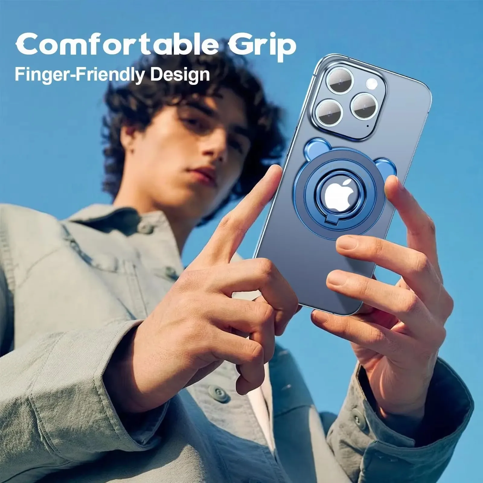 Eary Metal Magnetic Phone Grip Holder Stand With 360° Rotataion 90 Flip Finger Ring Kickstand Cute Cellphone Bracket For iPhone