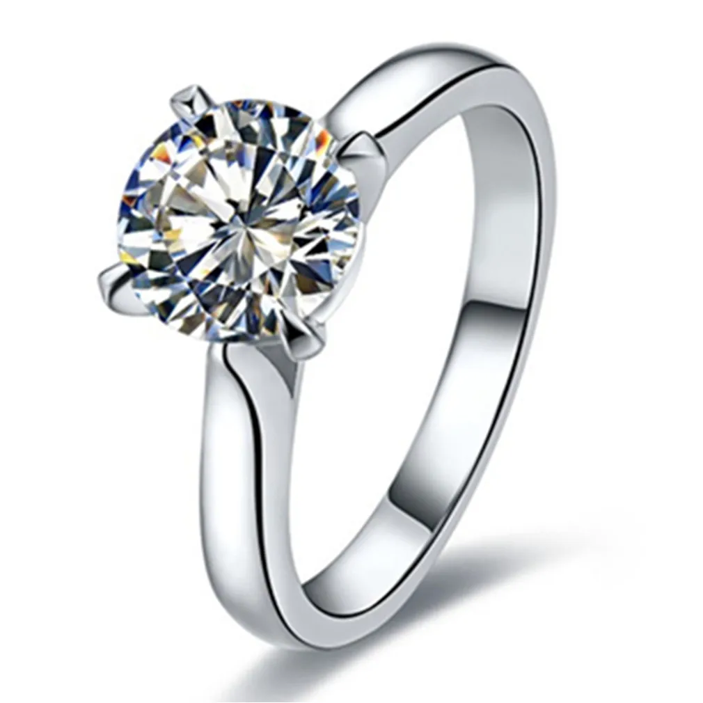 

AU585 Fancy Jewelry Pass Tester 0.5/1/2/3 Carat Round Cut D Color Moissanite Female Ring 14K White Gold Jewel 065