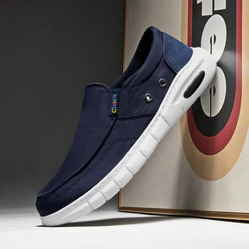 Outdoor Mens Casual Canvas Shoes Handmade Male Loafers Comfortable Men Driving Shoes All-match Non-Slip Moccasins Walking Shoes